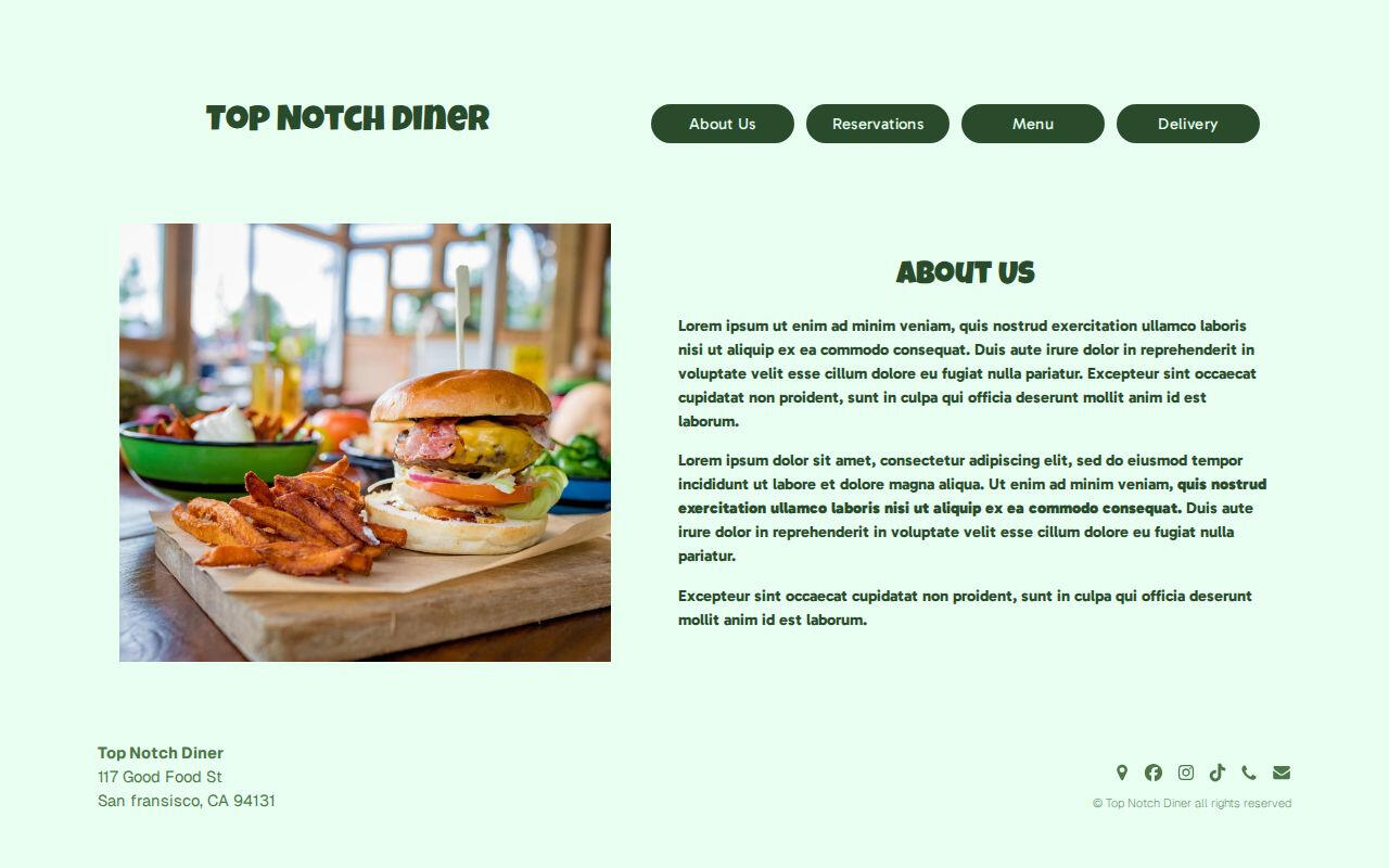 Simple restaurant website with menu slideshow