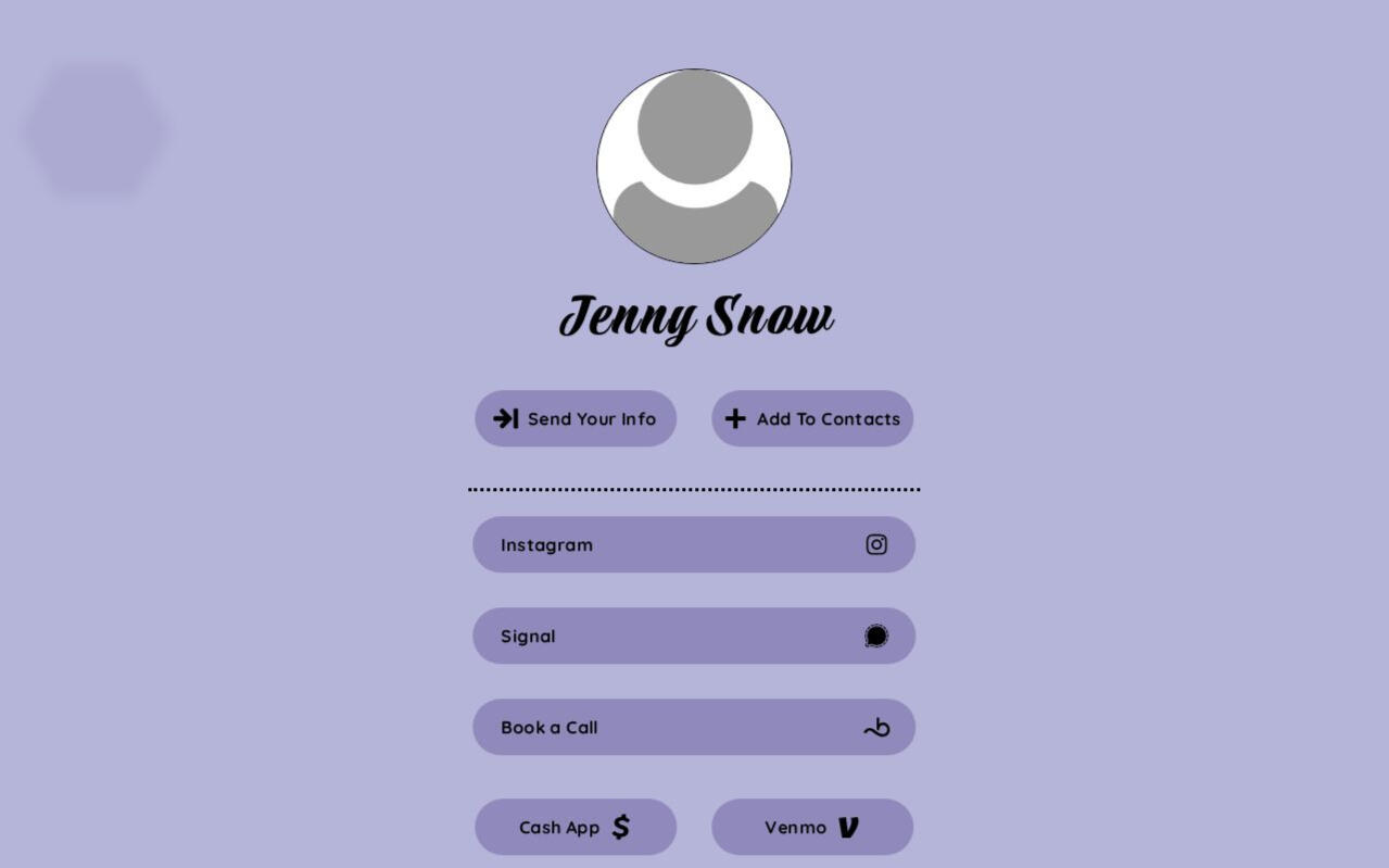 Virtual business card for individuals